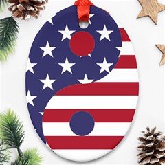 Yang Yin America Flag Abstract Art Asian Balance Ornament (oval)