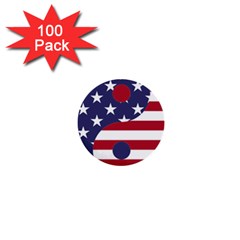 Yang Yin America Flag Abstract Art Asian Balance 1  Mini Buttons (100 Pack)  by Wegoenart