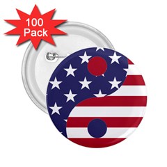 Yang Yin America Flag Abstract Art Asian Balance 2 25  Buttons (100 Pack)  by Wegoenart