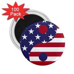 Yang Yin America Flag Abstract Art Asian Balance 2 25  Magnets (100 Pack)  by Wegoenart