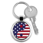 Yang Yin America Flag Abstract Art Asian Balance Key Chain (Round) Front