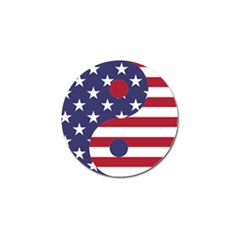 Yang Yin America Flag Abstract Art Asian Balance Golf Ball Marker (4 Pack) by Wegoenart