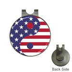 Yang Yin America Flag Abstract Art Asian Balance Hat Clips with Golf Markers Front