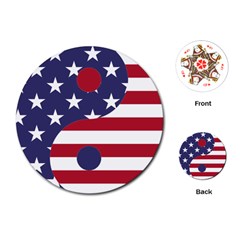 Yang Yin America Flag Abstract Art Asian Balance Playing Cards Single Design (round)