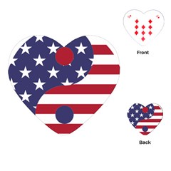 Yang Yin America Flag Abstract Art Asian Balance Playing Cards Single Design (heart)