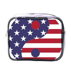 Yang Yin America Flag Abstract Art Asian Balance Mini Toiletries Bag (one Side) by Wegoenart