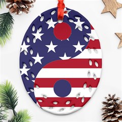 Yang Yin America Flag Abstract Art Asian Balance Ornament (oval Filigree)