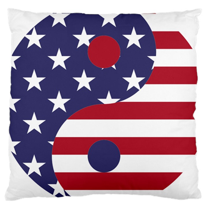 Yang Yin America Flag Abstract Art Asian Balance Large Cushion Case (One Side)