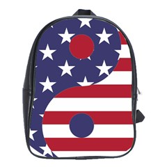 Yang Yin America Flag Abstract Art Asian Balance School Bag (xl) by Wegoenart