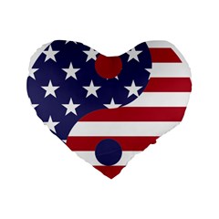 Yang Yin America Flag Abstract Art Asian Balance Standard 16  Premium Heart Shape Cushions by Wegoenart