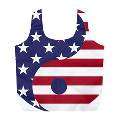 Yang Yin America Flag Abstract Art Asian Balance Full Print Recycle Bag (l) by Wegoenart