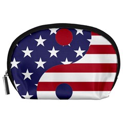 Yang Yin America Flag Abstract Art Asian Balance Accessory Pouch (large) by Wegoenart