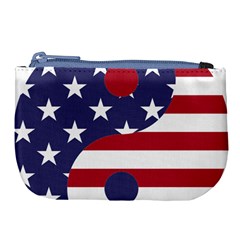 Yang Yin America Flag Abstract Art Asian Balance Large Coin Purse by Wegoenart