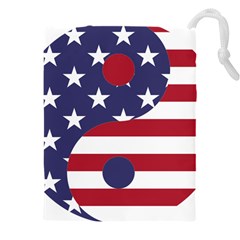 Yang Yin America Flag Abstract Art Asian Balance Drawstring Pouch (5xl) by Wegoenart