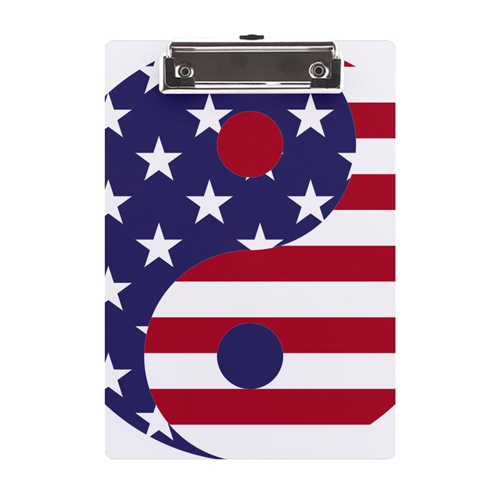 Yang Yin America Flag Abstract Art Asian Balance A5 Acrylic Clipboard