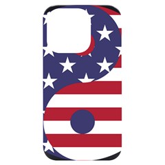 Yang Yin America Flag Abstract Art Asian Balance Iphone 14 Pro Black Uv Print Case by Wegoenart