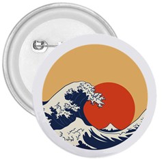 The Great Wave Off Kanagawa Waves 3  Buttons by Wegoenart