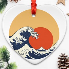 The Great Wave Off Kanagawa Waves Ornament (heart)