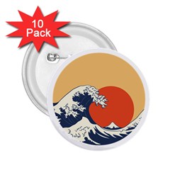 The Great Wave Off Kanagawa Waves 2 25  Buttons (10 Pack)  by Wegoenart