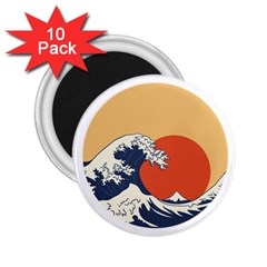 The Great Wave Off Kanagawa Waves 2 25  Magnets (10 Pack)  by Wegoenart