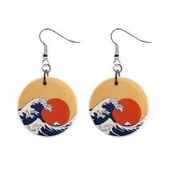 The Great Wave Off Kanagawa Waves Mini Button Earrings by Wegoenart