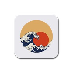 The Great Wave Off Kanagawa Waves Rubber Square Coaster (4 Pack) by Wegoenart