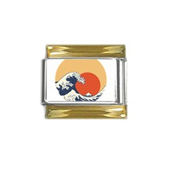 The Great Wave Off Kanagawa Waves Gold Trim Italian Charm (9mm) by Wegoenart