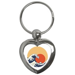 The Great Wave Off Kanagawa Waves Key Chain (heart) by Wegoenart