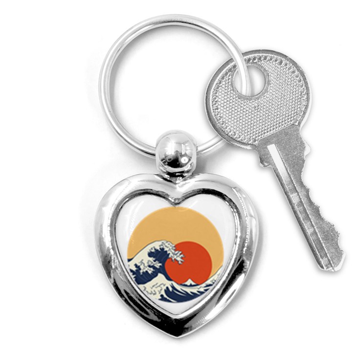 The Great Wave Off Kanagawa Waves Key Chain (Heart)