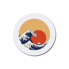 The Great Wave Off Kanagawa Waves Rubber Round Coaster (4 Pack) by Wegoenart