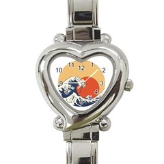 The Great Wave Off Kanagawa Waves Heart Italian Charm Watch by Wegoenart