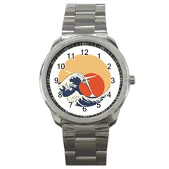 The Great Wave Off Kanagawa Waves Sport Metal Watch by Wegoenart