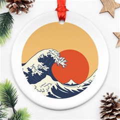 The Great Wave Off Kanagawa Waves Round Ornament (two Sides)