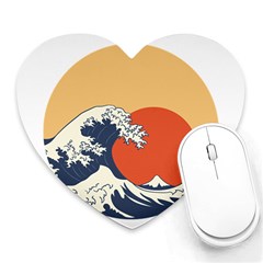 The Great Wave Off Kanagawa Waves Heart Mousepad by Wegoenart