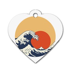 The Great Wave Off Kanagawa Waves Dog Tag Heart (two Sides) by Wegoenart