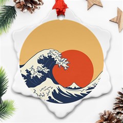 The Great Wave Off Kanagawa Waves Ornament (snowflake)