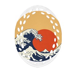 The Great Wave Off Kanagawa Waves Ornament (oval Filigree) by Wegoenart