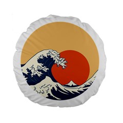 The Great Wave Off Kanagawa Waves Standard 15  Premium Round Cushions by Wegoenart