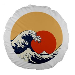 The Great Wave Off Kanagawa Waves Large 18  Premium Round Cushions by Wegoenart