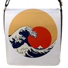 The Great Wave Off Kanagawa Waves Flap Closure Messenger Bag (s) by Wegoenart