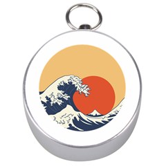 The Great Wave Off Kanagawa Waves Silver Compasses by Wegoenart