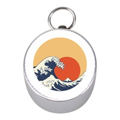 The Great Wave Off Kanagawa Waves Mini Silver Compasses by Wegoenart