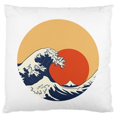 The Great Wave Off Kanagawa Waves Large Premium Plush Fleece Cushion Case (one Side)