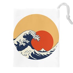 The Great Wave Off Kanagawa Waves Drawstring Pouch (5xl) by Wegoenart