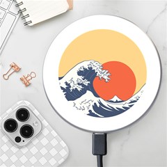 The Great Wave Off Kanagawa Waves Wireless Fast Charger(white) by Wegoenart