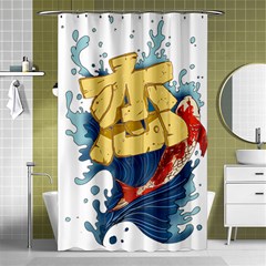 Wave Fish Koi Splash Character Carp Shower Curtain 48  X 72  (small)  by Wegoenart