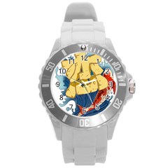 Wave Fish Koi Splash Character Carp Round Plastic Sport Watch (l) by Wegoenart