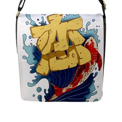 Wave Fish Koi Splash Character Carp Flap Closure Messenger Bag (l) by Wegoenart