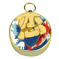 Wave Fish Koi Splash Character Carp Gold Compasses by Wegoenart