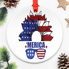 Usa Flag Sunglasses Usa Flag American Flag Flower Ornament (round) by Wegoenart